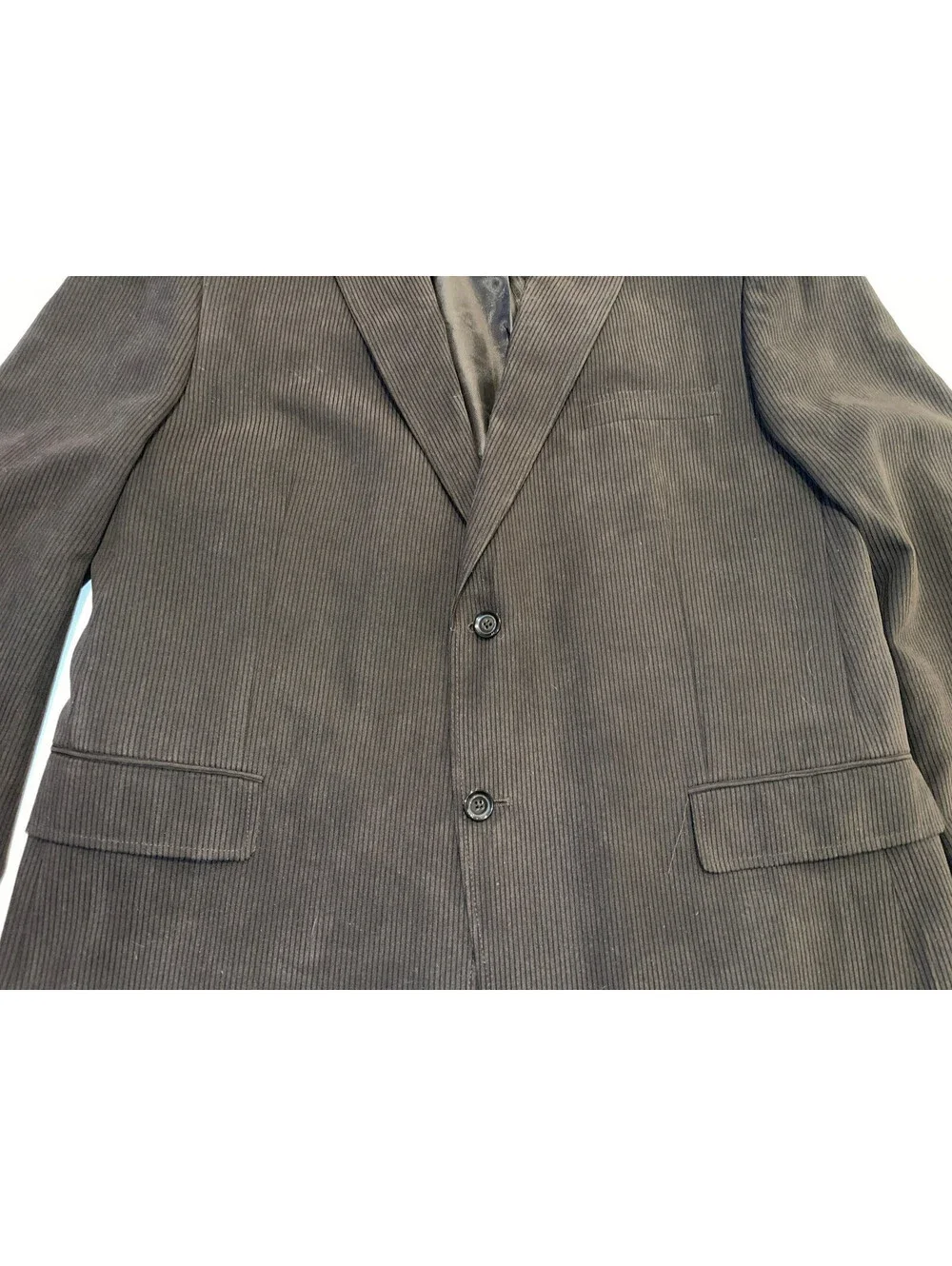 DESIGNER JONES NEW YORK 2 BUTTON 100% POLY DRY CLEAN BROWN DRESS SUIT JACKET 46R